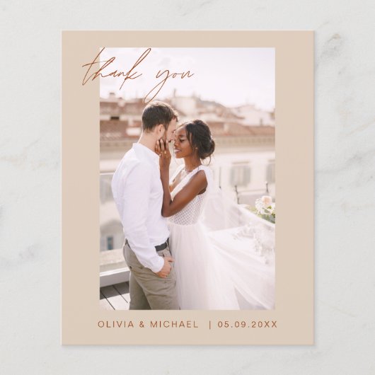 Budget Boho Terracotta Wedding Danke Cards Flyer (Vorne)