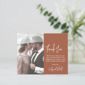 Budget Boho Terracotta Wedding Dankeschön Karte (Stehend Vorderseite)