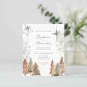 Budget Boho Trees Stars QR Code Weihnachtsfeier (Stehend Vorderseite)