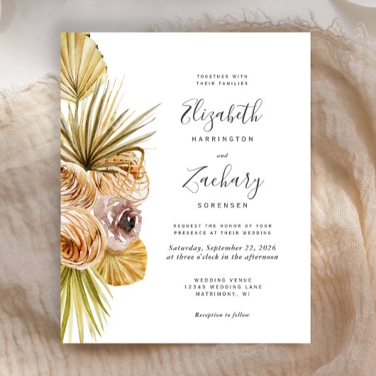 Budget Boho Tropical Wedding Einladung