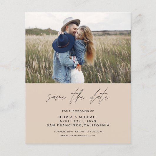 Budget Boho Typografy Save the Date Foto (Rückseite)