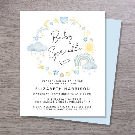 Budget Boho Watercolor Baby Boy Sprinkle Einladung