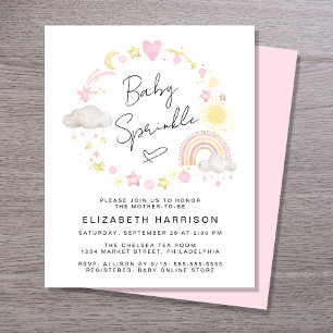 Budget Boho Watercolor Baby Girl Sprinkle Einladun