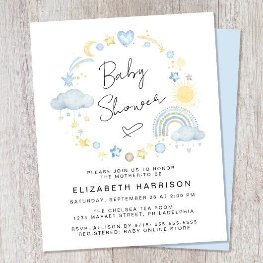 Budget Boho Watercolor Kinderdusche Einladung