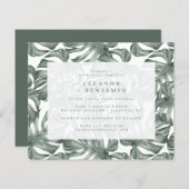 Budget Boho Watercolor Monstera Wedite Einladung (Vorne/Hinten)