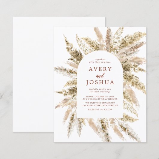 Budget Boho Watercolor Pampas Grass Wedding (Vorne/Hinten)