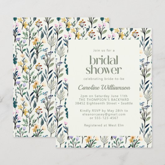 Budget Boho Watercolor Wildblume Brautparty (Vorne/Hinten)