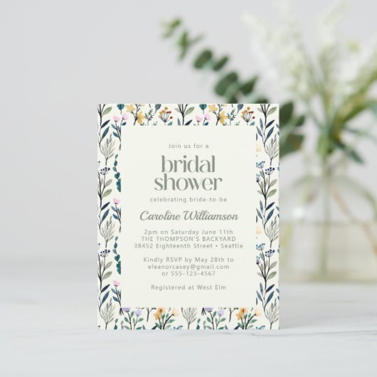 Budget Boho Watercolor Wildblume Brautparty (Stehend Vorderseite)
