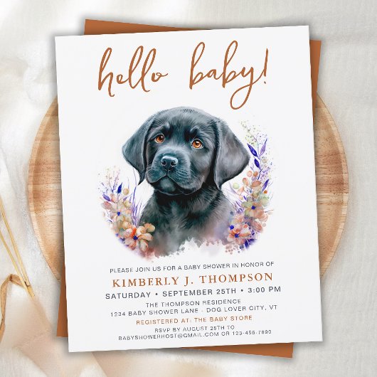 Budget Boho Welppy Dog Terracotta Baby Shower Invi
