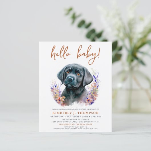 Budget Boho Welppy Dog Terracotta Baby Shower Invi (Stehend Vorderseite)