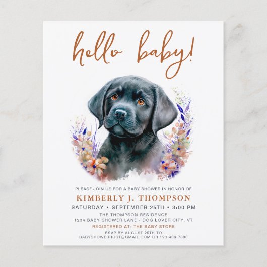 Budget Boho Welppy Dog Terracotta Baby Shower Invi (Vorderseite)