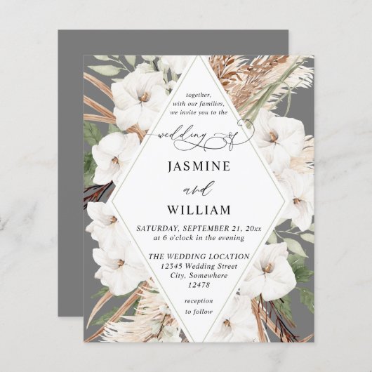 Budget Boho White Floral Summer Hochzeit im Herbst (Vorne/Hinten)