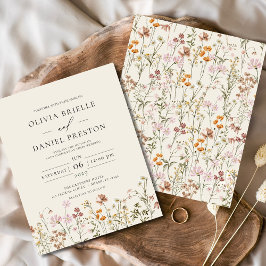 Budget Boho Wildblume Beige Garden Wedding Flyer