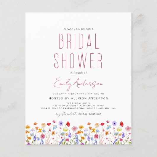 Budget Boho Wildblume Brautparty Elegant (Vorderseite)