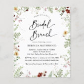 Budget Boho Wildblume Bridal Brunch Einladung (Vorderseite)