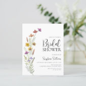 Budget Boho Wildblume Bridal Dusche Einladung (Stehend Vorderseite)