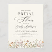 Budget Boho Wildblume Bridal Dusche Einladung (Vorderseite)