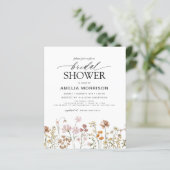 Budget Boho Wildblume Bridal Dusche Einladung (Stehend Vorderseite)