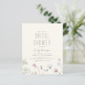 Budget Boho Wildblume Bridal Dusche Einladung (Stehend Vorderseite)