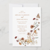 Budget Boho Wildblume Floral Butterfly Wedding Einladung (Vorderseite)