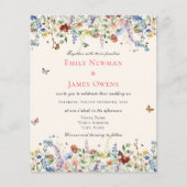 Budget Boho Wildblume Floral Wedding Einladung (Vorderseite)