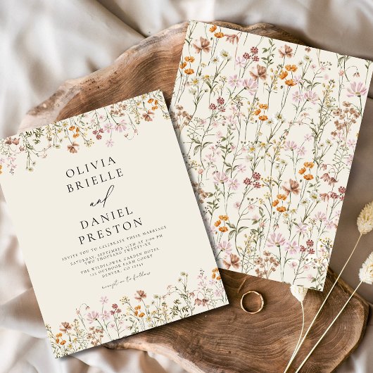 Budget Boho Wildblume Garden Wedding Einladung