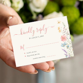 Budget boho Wildblume Hochzeit RSVP Mitteilungskarte