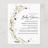 Budget Boho Wildblume Kinderdusche Einladung (Vorderseite)