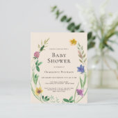 Budget Boho Wildblume Kinderdusche Einladung (Stehend Vorderseite)