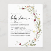 Budget Boho Wildblume Kinderdusche Einladung (Vorderseite)