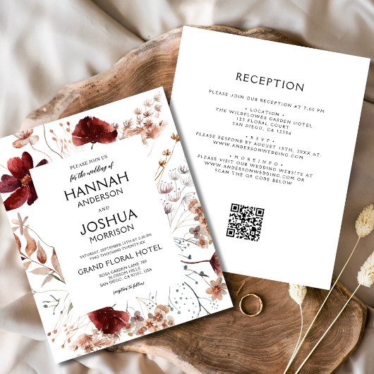 Budget Boho Wildblume QR Code Hochzeitsempfehlung