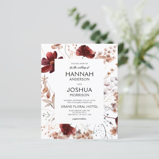 Budget Boho Wildblume QR Code Hochzeitsempfehlung (Stehend Vorderseite)