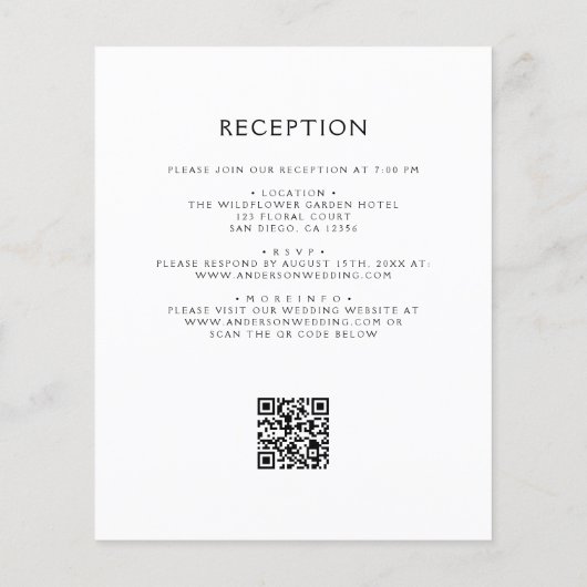Budget Boho Wildblume QR Code Hochzeitsempfehlung (Rückseite)
