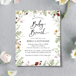 Budget Boho Wildblumen Babybrunch Einladung