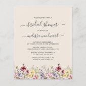 Budget Boho Wildblumen Bridal Dusche Einladung (Vorderseite)