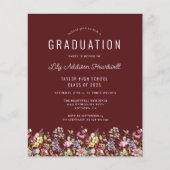 Budget Boho Wildblumen Burgundy Graduation Party (Vorderseite)