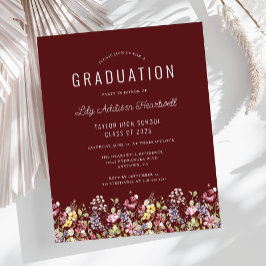Budget Boho Wildblumen Burgundy Graduation Party