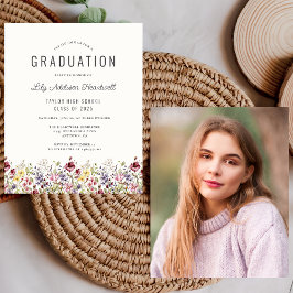 Budget Boho Wildblumen Foto Grad Party Einladung