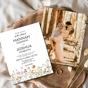 Budget Boho Wildblumen-Foto-Hochzeitseinladung