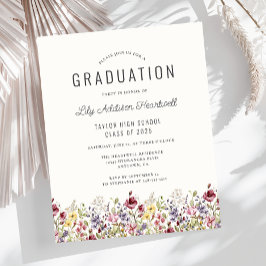 Budget Boho Wildblumen Ivory Grad Party Einladung