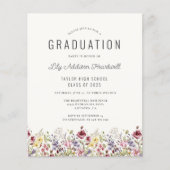 Budget Boho Wildblumen Ivory Grad Party Einladung (Vorderseite)