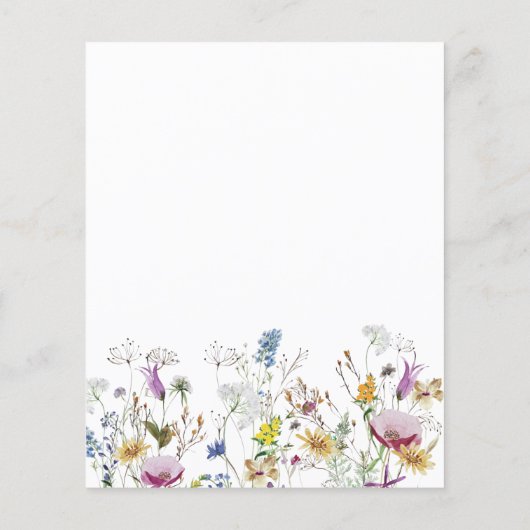 Budget Boho Wildblumen Kinderdusche Einladung (Rückseite)