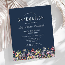 Budget Boho Wildblumen Navy Blue Graduation Party