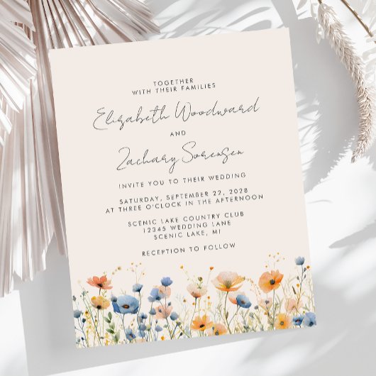 Budget Boho Wildblumen Orange Blaue Hochzeits-Einl