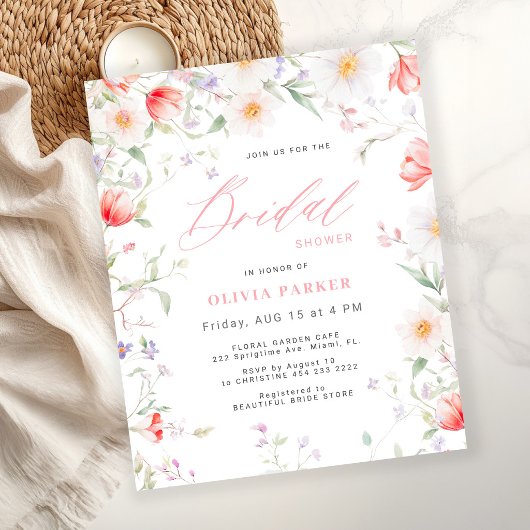 Budget Boho Wildflower Brautparty-Einladung