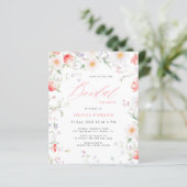 Budget Boho Wildflower Brautparty-Einladung (Stehend Vorderseite)