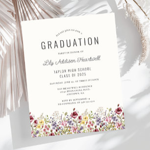 Budget Boho Wildflowers Ivory Abschlussfeier-Einla
