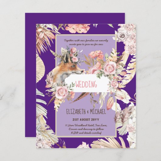 BUDGET Boho Woodland FOX Floral Wedding Modern (Vorne/Hinten)