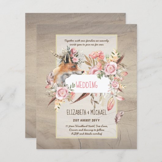 BUDGET Boho Woodland FOX Floral Wedding Modern (Vorne/Hinten)