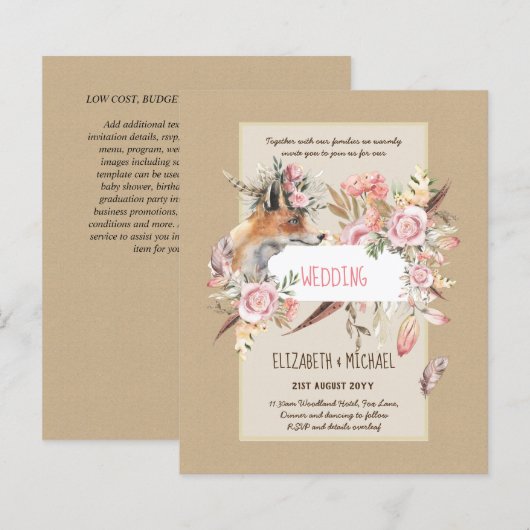 BUDGET Boho Woodland FOX Floral Wedding Modern (Vorne/Hinten)